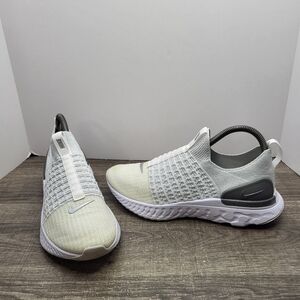 Nike Womens React Phantom Run FK 2 CJ0280-100 White Running Shoes Sneakers 8